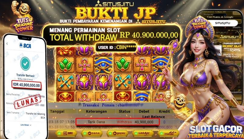 SITUSJITU id : CBIN***** JACKPOT SLOT Tut's Treasure Tower Fat Panda TOTAL WITHDRAW  Rp.40.900.000 ,- LUNAS