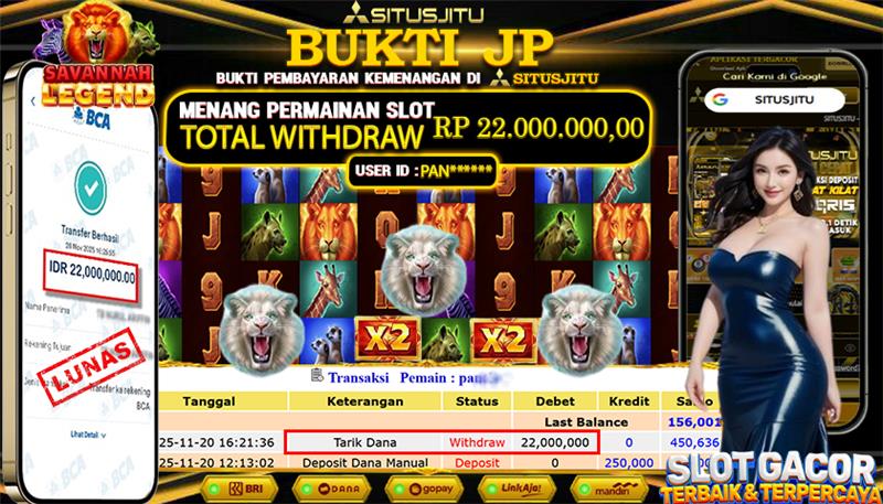 SITUSJITU  id : PAN****** JACKPOT SLOT SAVANNAH LEGEND PRAGMATIC PLAY Rp.22.000.000,- LUNAS