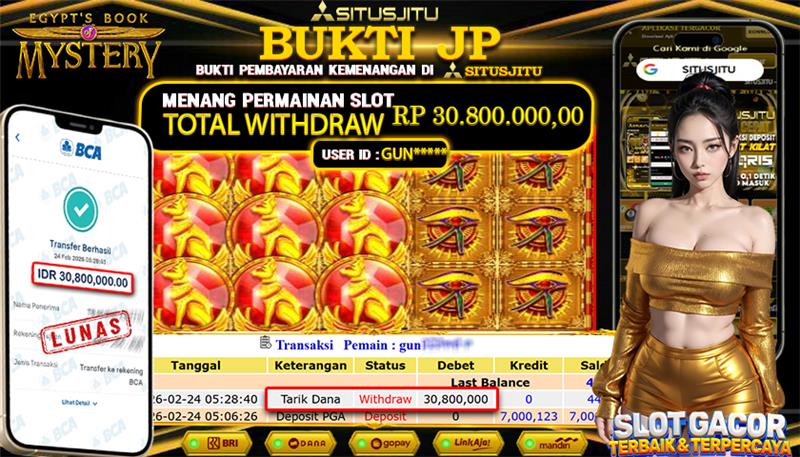 SITUSJITU id : GUN***** JACKPOT SLOT EGYPTS BOOK OF MYSTERY PRAGMATIC PLAY  TOTAL WITHDRAW  Rp.30.800.000 ,- LUNAS
