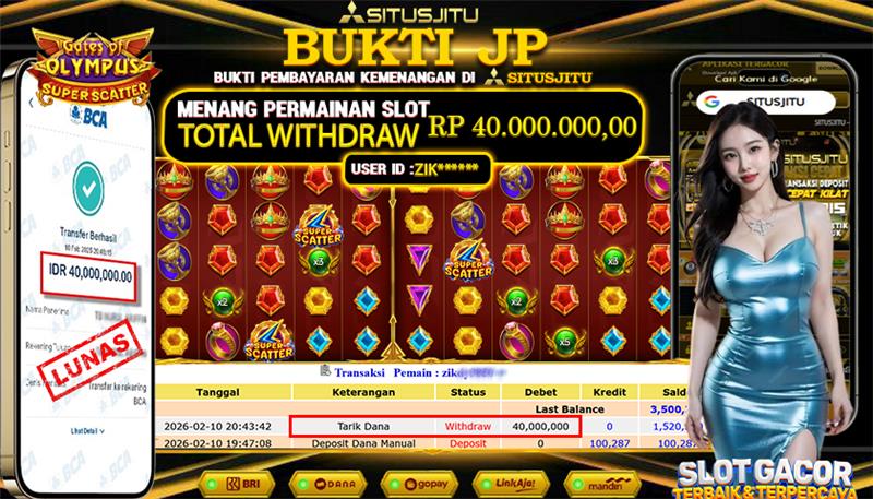 SITUSJITU id : ZIK***** JACKPOT SLOT GATES OF OLYMPUS SUPER SCATTER PRAGMATIC PLAY TOTAL WITHDRAW  Rp.40.000.000 ,- LUNAS