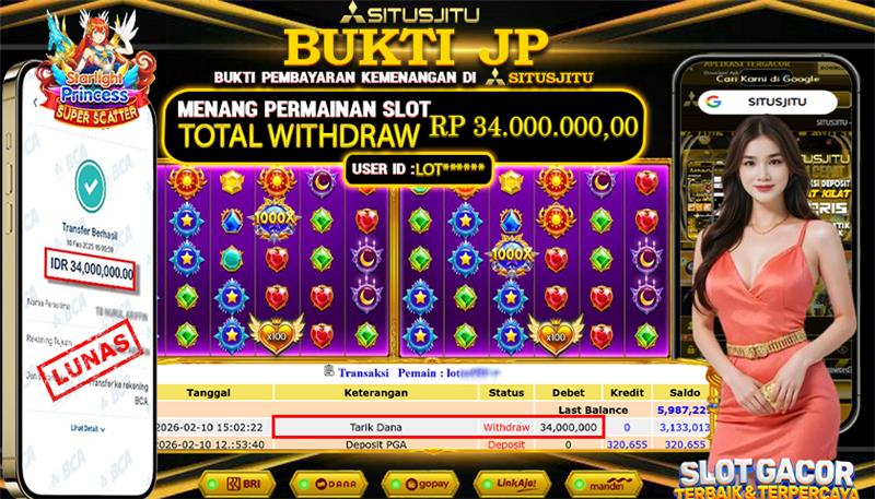 SITUSJITU id : LOT***** JACKPOT SLOT STARLIGHT PRINCESS SUPER SCATTER PRAGMATIC PLAY TOTAL WITHDRAW  Rp.34.000.000 ,- LUNAS