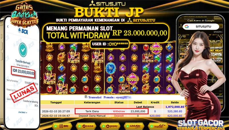 SITUSJITU id : OYO***** JACKPOT SLOT GATES OF GATOT KACA SUPER SCATTER PRAGMATIC PLAY TOTAL WITHDRAW  Rp.23.000.000 ,- LUNAS