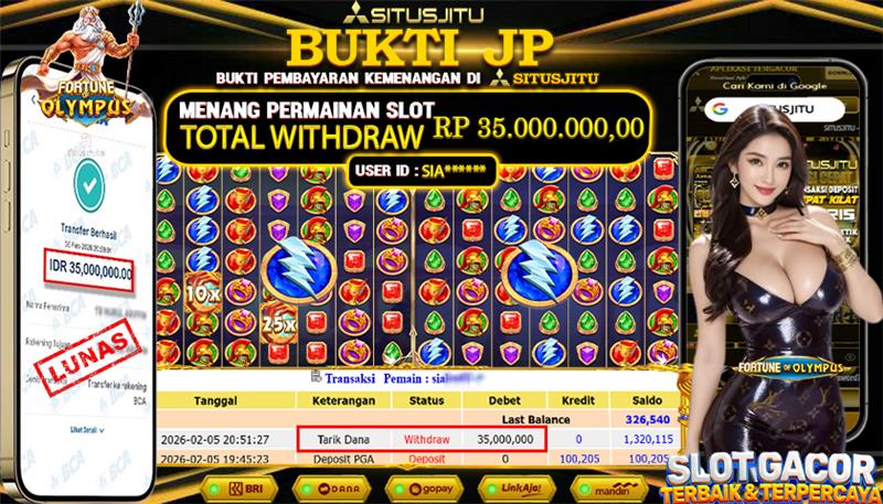 SITUSJITU id : SIA***** JACKPOT SLOT FORTUNE OF OLYMPUS PRAGMATIC PLAY  Rp.35.000.000 ,- LUNAS