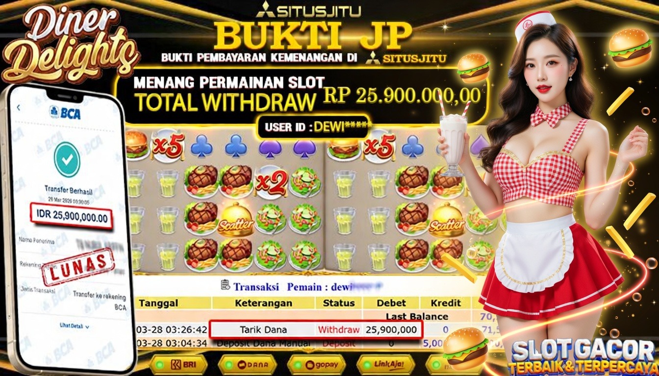 SITUSJITU id : DEWI***** JACKPOT SLOT Diner Delights PGSoft TOTAL WITHDRAW  Rp.25.900.000 ,- LUNAS