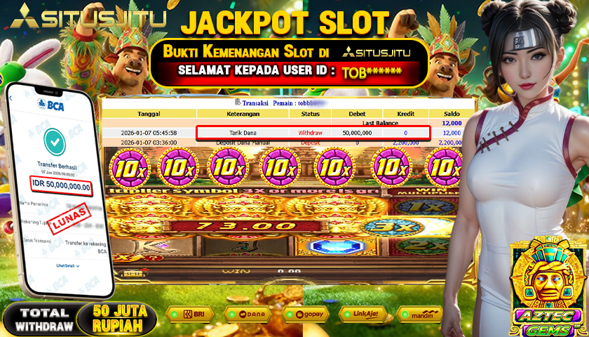 SITUSJITU  id : TOB***** JACKPOT SLOT AZTEC GEMS PRAGMATIC PLAY Rp.50.000.000,- LUNAS