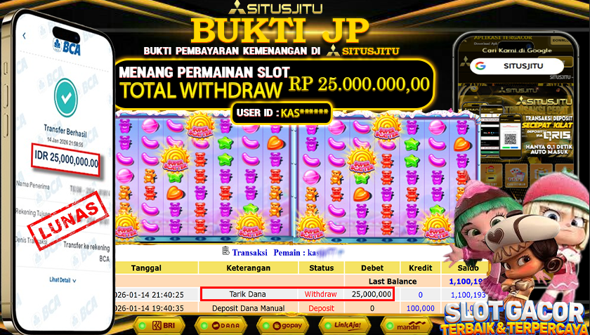 SITUSJITU id : KAS***** JACKPOT SLOT SUGAR RUSH SUPPER SCATTER PRAGMATIC PLAY  Rp.25.000.000 ,- LUNAS