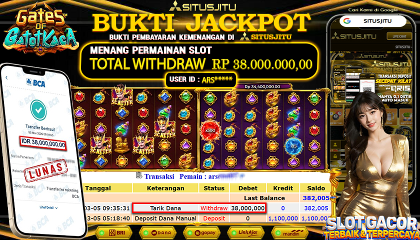 SITUSJITU id : ARS***** JACKPOT SLOT  Gates of Gatotkaca Super Scatter  PRAGMATIC PLAY TOTAL WITHDRAW  Rp.38.000.000 ,- LUNAS