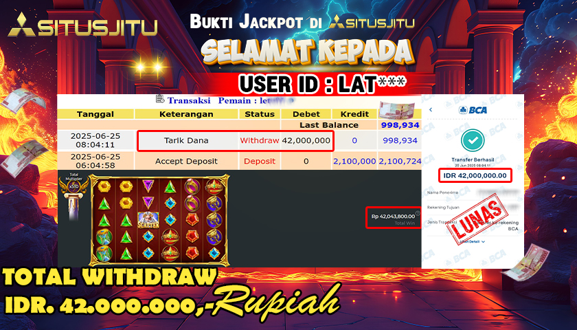 SITUSJITU id : LAT*** JACKPOT SLOT GATES OF OLYMPUS SUPER SCATTER PRAGMATIC PLAY Rp.42.000.000 ,- LUNAS