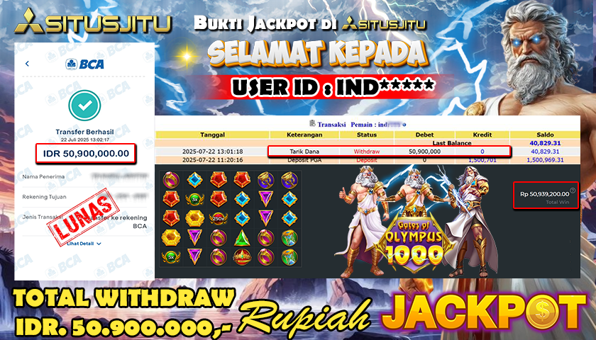 SITUSJITU id : IND***** JACKPOT SLOT GATES OF OLYMPUS 1000 Rp.50.900.000 ,- LUNAS