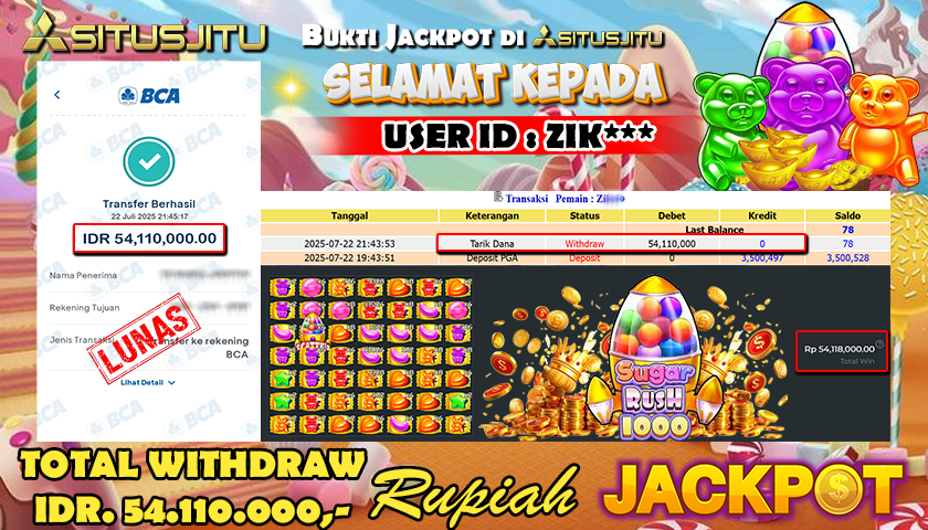 croomcok1991SITUSJITU id : ZIK** JACKPOT SLOT SUGAR RUSH 1000 Rp.54.110.000 ,- LUNAS
