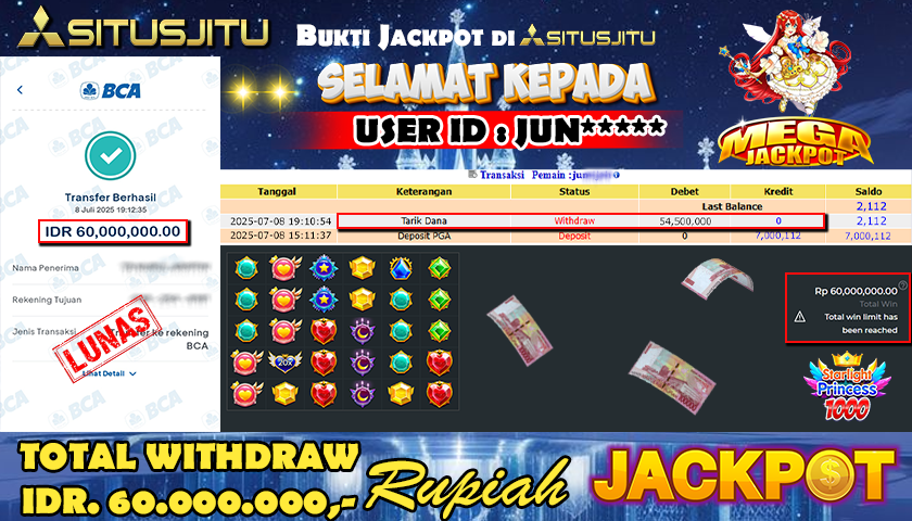 SITUSJITU  id : JUN***** MENANG BESAR DI SLOT STARLIGHT PRINCESS  1000 PRAGMATIC PLAY DENGAN TOTAL WITHDRAW Rp.60.000.000 ,- LUNAS