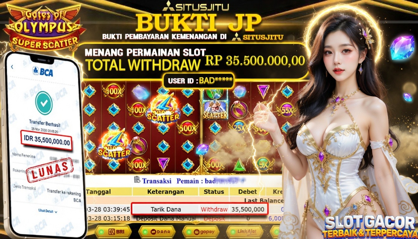 SITUSJITU id : BAD***** JACKPOT SLOT Gates Of Olympus Super Scatter Pragmatic Play TOTAL WITHDRAW  Rp.35.500.000 ,- LUNAS