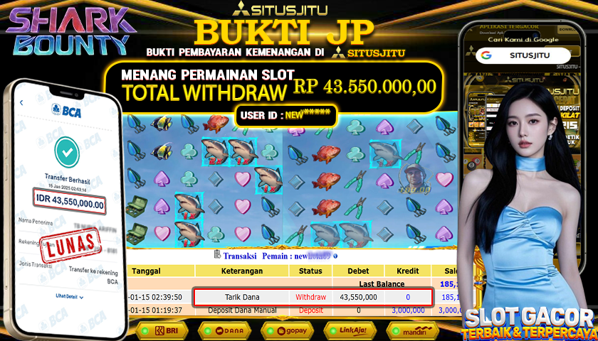 SITUSJITU id : NEW***** JACKPOT SLOT SHARK BOUNTY PG SOFT Rp.33.000.000 ,- LUNAS